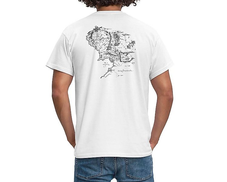 Spreadshirt T-Shirt Der Herr Der Ringe Rückenprint Mittelerde-Karte Männer günstig online kaufen