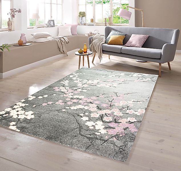 TeppichHome24 Teppich Teppich mit Blumenmotiv Pink günstig online kaufen