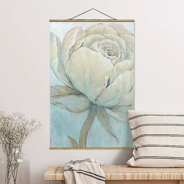Stoffbild Blumen mit Posterleisten - Hochformat Englische Rose Pastell günstig online kaufen