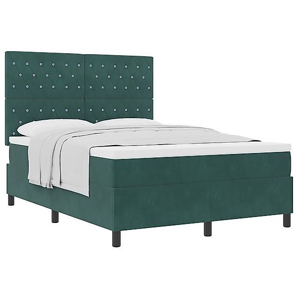 vidaXL Bett Boxspringbett mit Matratze Dunkelgrün 160x200 cm Samt (1-tlg) günstig online kaufen