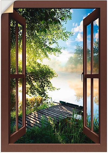 Artland Wandbild "Fensterblick Angelsteg am Fluss" Fensterblick 1 Stk. tlg. günstig online kaufen