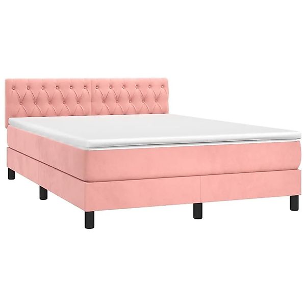 vidaXL Boxspringbett mit Matratze und LED Rosa 140x200 cm Samt 3134590 günstig online kaufen