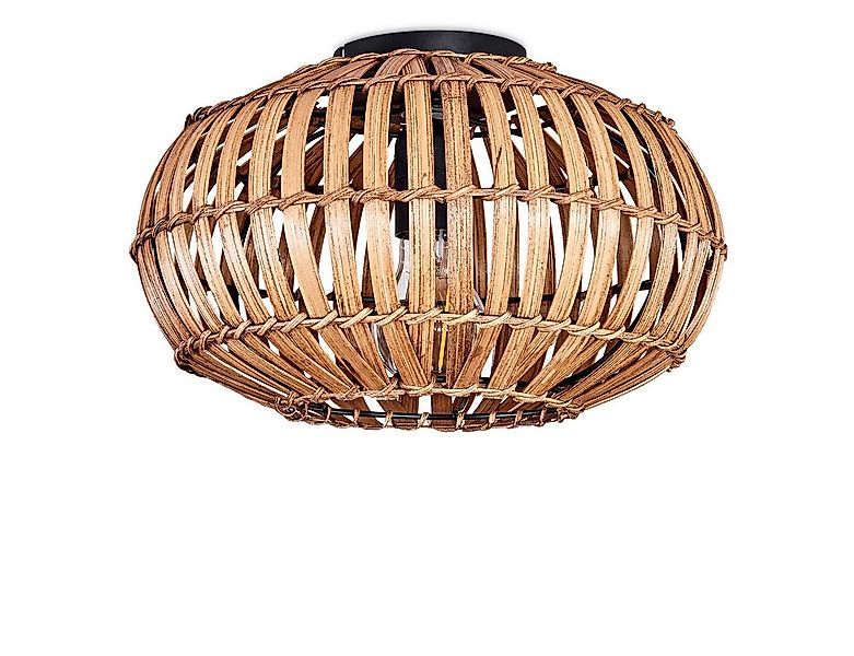 hofstein Deckenleuchte moderne Deckenlampe aus Metall/Bambus in Schwarz/Nat günstig online kaufen