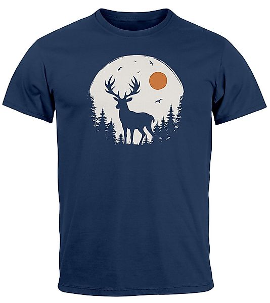 Neverless Print-Shirt Herren T-Shirt Frontprint Hirsch günstig online kaufen