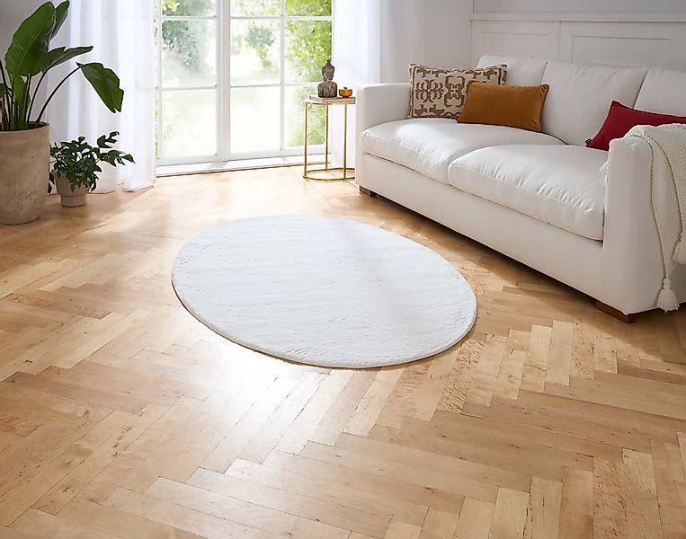 TaraCarpet Teppich Hasenfell Bora Soft, oval, Höhe: 14 mm, Hasenfell weiß W günstig online kaufen