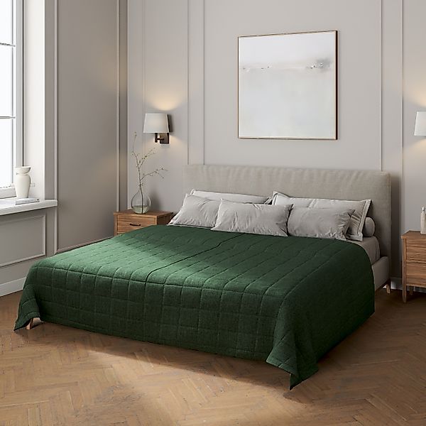 Tagesdecke mit Karosteppung, dunkelgrün, City (704-81) günstig online kaufen