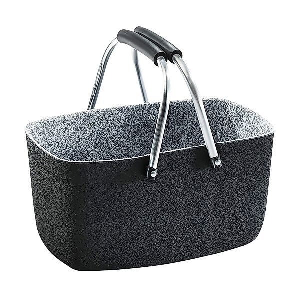 Kobolo Einkaufskorb Filzkorb schwarz/grau mit klappbaren günstig online kaufen