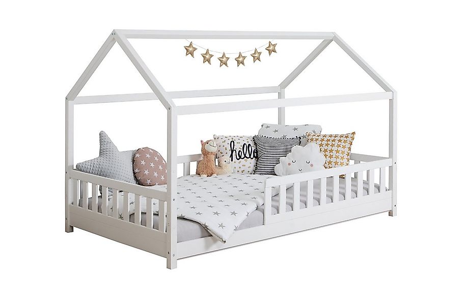Ticaa Hausbett Kay mit Rausfallschutz aus Kiefer, Kinderbett 90x200, inkl. günstig online kaufen