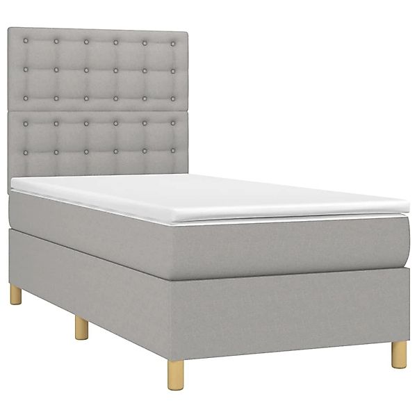 vidaXL Boxspringbett mit Matratze & LED Hellgrau 80x200 cm Stoff 3135709 günstig online kaufen