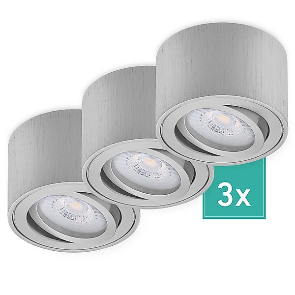Oktaplex 3er Set Aufbauspot Lile S inkl. LED-Module Dimmbar Warmweiß 2700K günstig online kaufen