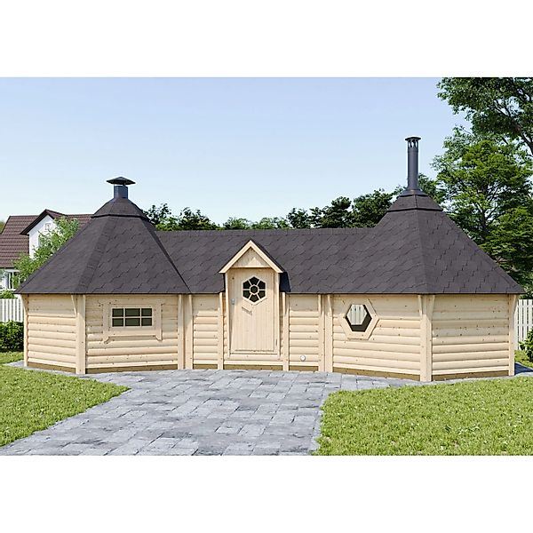 Fjordholz Grillkota + Saunakota Modell Tobi 22 m² günstig online kaufen