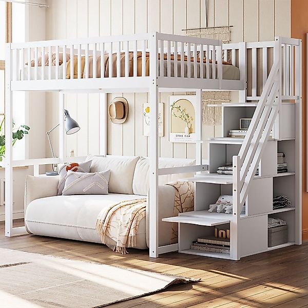 STILVORA Hochbett Kinderbett 140x200 mit Stauraum günstig online kaufen