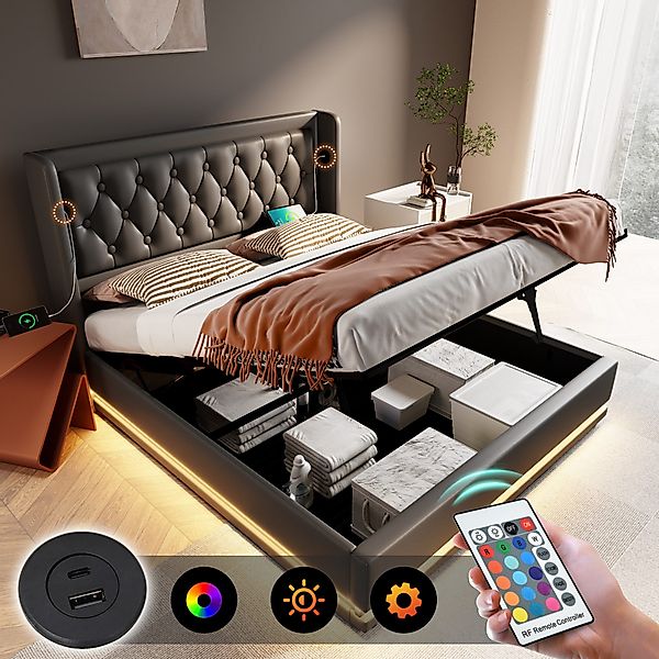 MODFU Polsterbett mit Stauraum Ladefunktion (190x210x101CM,Inklusive-Matrat günstig online kaufen