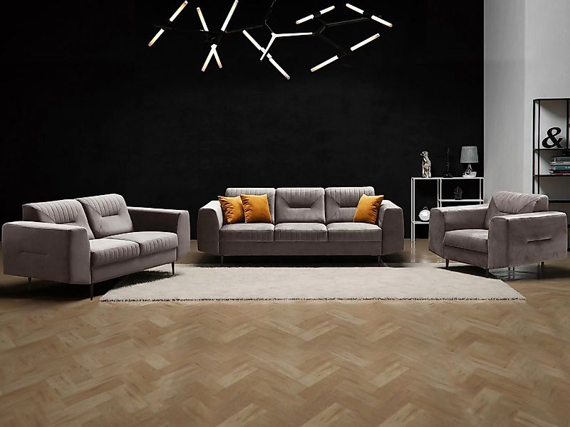 Beautysofa Polstergarnitur im modernen Stil auf hohen Metallbeinen VENEZIA, günstig online kaufen