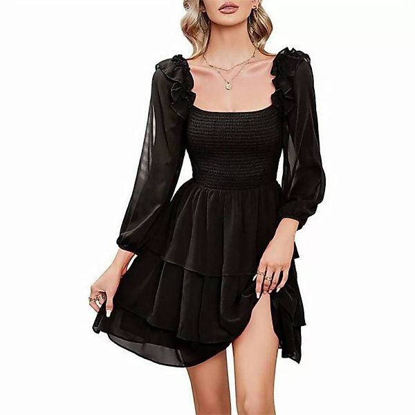 AFAZ New Trading UG Abendkleid Damen kleid quadratischer Kragen A-Linien-Ro günstig online kaufen