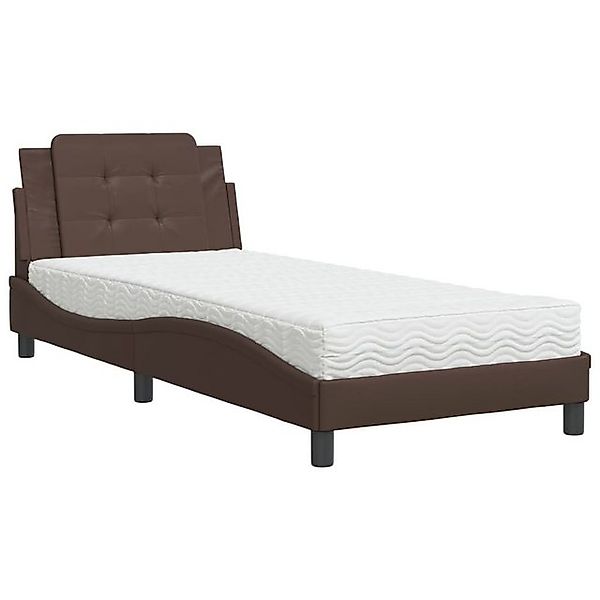 vidaXL Bett Bett mit Matratze Braun 90x200 cm Kunstleder günstig online kaufen