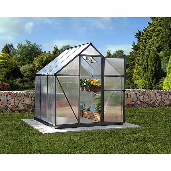 Palram - Canopia Gewächshaus Grau 3,4 m² inkl. Fundamentrahmen günstig online kaufen