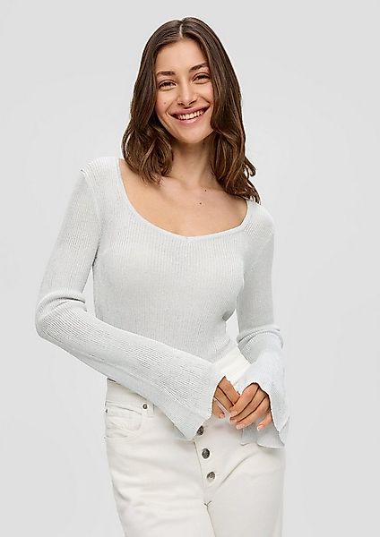 QS Longpullover Strickpullover Leichter Ripppullover mit Glitzereffekt günstig online kaufen