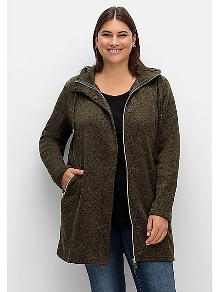 Sheego Strickjacke "Große Größen", mit Kapuze, in Melange-Optik günstig online kaufen