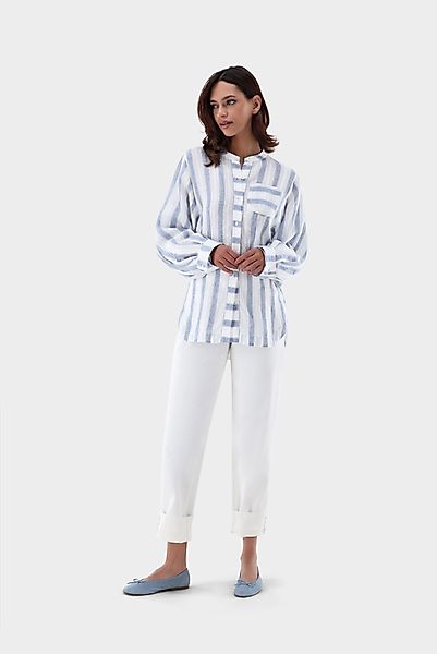 Gestreifte Oversize Bluse aus Leinen günstig online kaufen