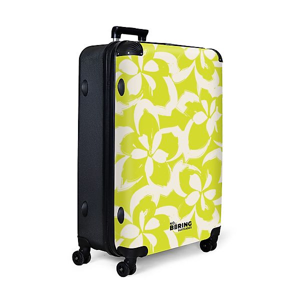 NoBoringSuitcases.com© Hartschalen-Trolley Gelb mit weißen Blüten günstig online kaufen