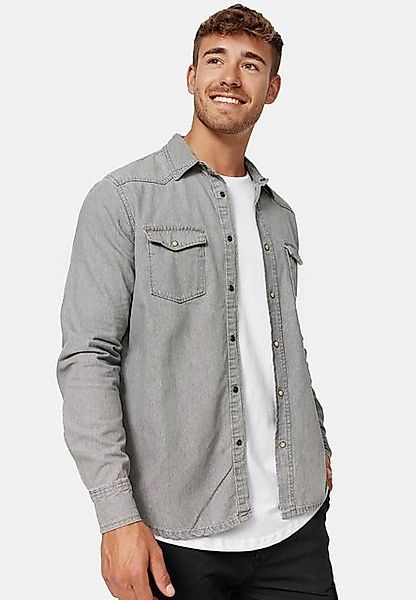 Indicode Langarmhemd Mike Jeanshemd mit 2 Brusttaschen günstig online kaufen