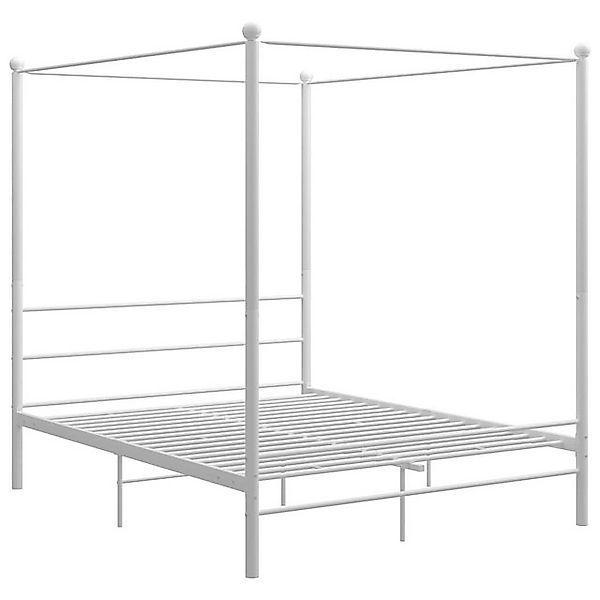 vidaXL Bett, Himmelbett Weiß Metall 160x200 cm günstig online kaufen