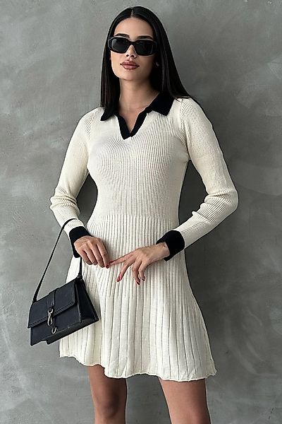 WOMAN VISION Minikleid Langarm Schwingendes Polo-Kragen Bequeme Passform Cr günstig online kaufen