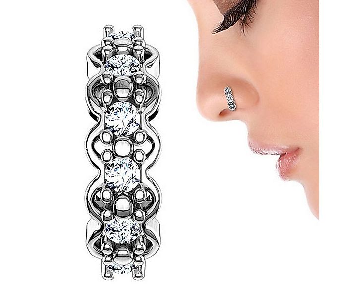 Taffstyle Nasenpiercing Helix Piercing Ring Creole Filigran mit Kristallen günstig online kaufen