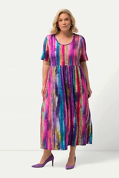 Ulla Popken Sommerkleid Jerseykleid Batikdruck A-Linie Rundhals Halbarm günstig online kaufen