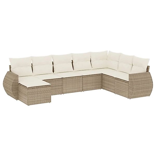 vidaXL 8-Tlg Garten-Sofagarnitur mit Kissen Beige Poly Rattan 3254095 günstig online kaufen