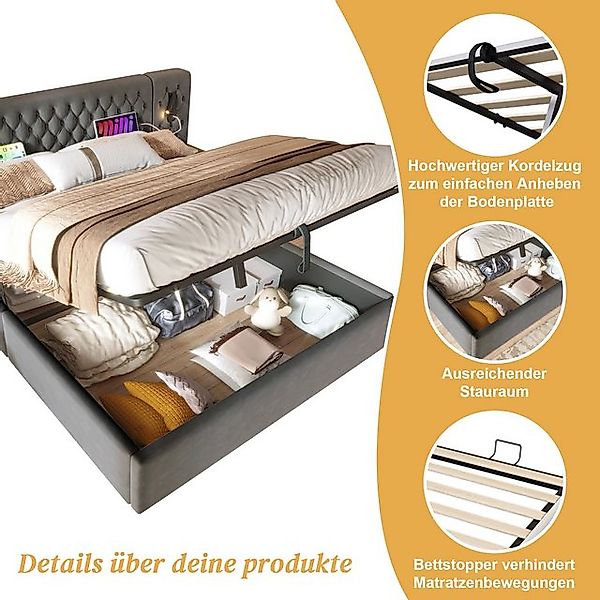 REDOM Polsterbett Bettanlage Schlafzimmer Komplett Set (Stauraumbett, Doppe günstig online kaufen