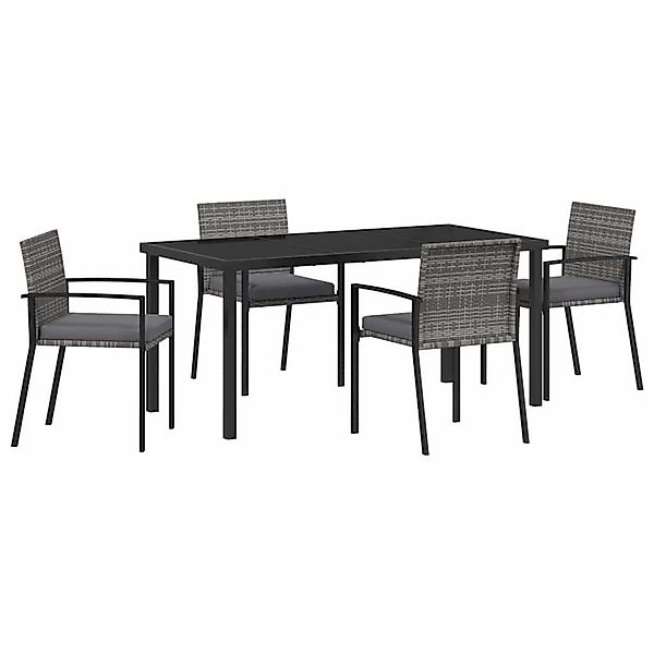 vidaXL 5-Teilige Garten Essgruppe Grau Poly Rattan 3379243 günstig online kaufen