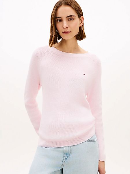 Tommy Hilfiger Strickpullover "CO CARDI FINE GG LS BOAT-NK SWT" mit Raglanä günstig online kaufen