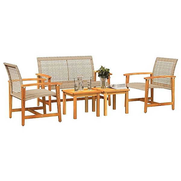 vidaXL Sofaelement 5-tlg. Garten-Lounge-Set Beige Poly günstig online kaufen