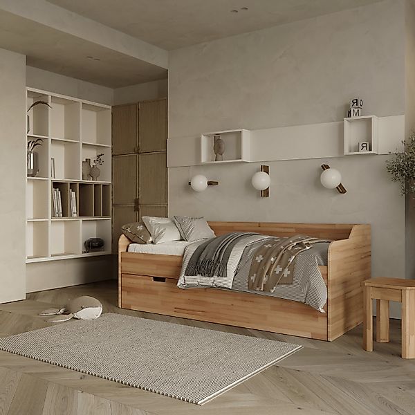 Krok Wood Massivholzbett mit zusätzlichem ausziehbarem günstig online kaufen