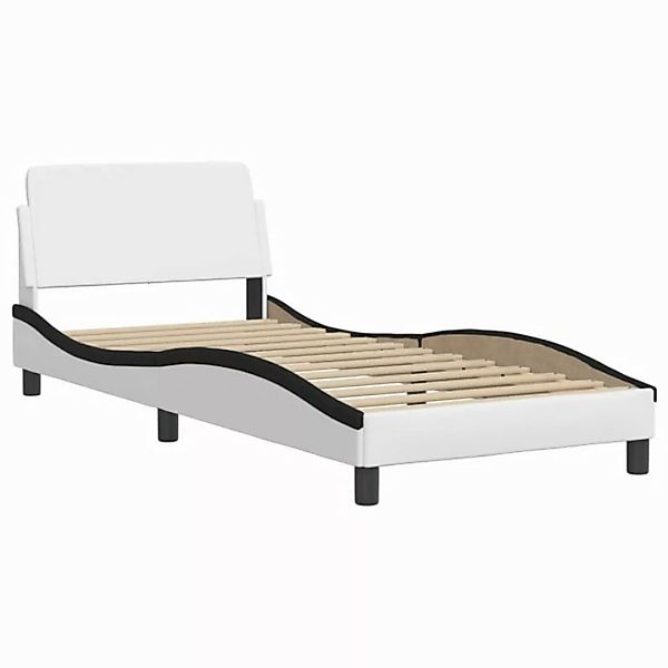 vidaXL Bett Bettgestell mit Kopfteil Weiß und Schwarz 80x200 cm Kunstleder günstig online kaufen