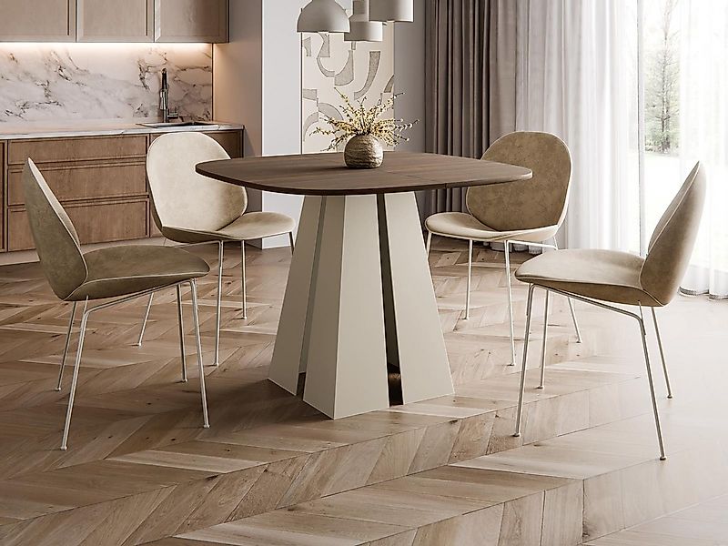 Compleo Esstisch Ø: 100cm oder 120 cm, Minimalistischer Tisch im Japandi-St günstig online kaufen