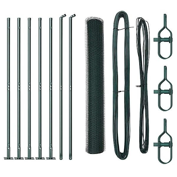 vidaXL Zaunpfosten Grün 10 x 0,8 m 25 mm Masche Stahl und PVC 3353477 günstig online kaufen