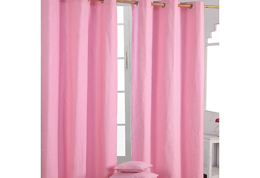 Homescapes Gardine Gardinen mit Ösen unifarben rosa im 2er Set, 137 x 117 c günstig online kaufen