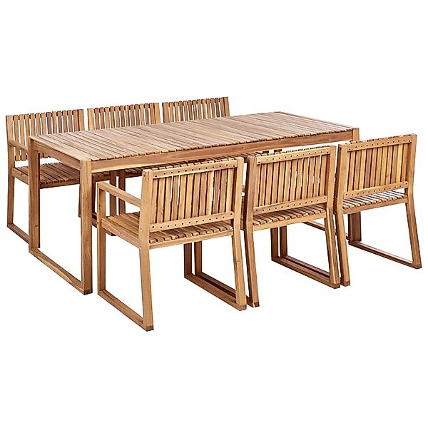 Beliani Gartentisch Set SASSARI II Heller Holzfarbton günstig online kaufen