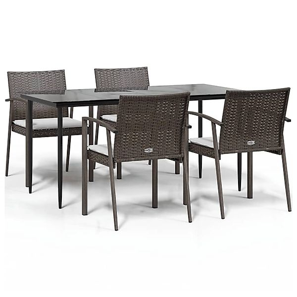 vidaXL 5-Tlg Garten-Essgruppe mit Kissen Poly Rattan und Stahl 3186977 günstig online kaufen