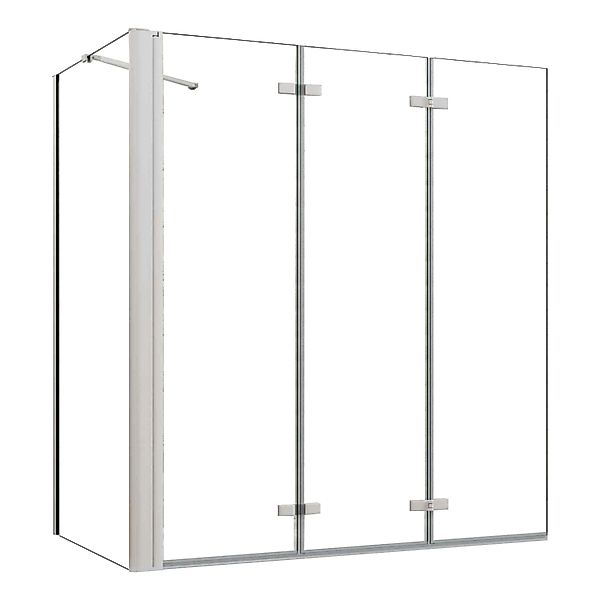 AICA 130x140cm Weiß Badewanneaufsatz 3-tlg. Faltwand Duschwand mit 70cm Sei günstig online kaufen