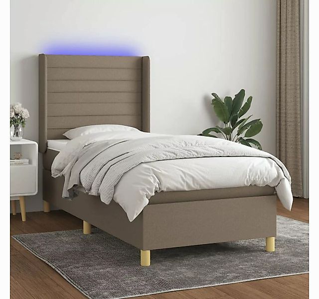 vidaXL Boxspringbett Boxspringbett mit Matratze LED Taupe 80x200 cm Stoff B günstig online kaufen