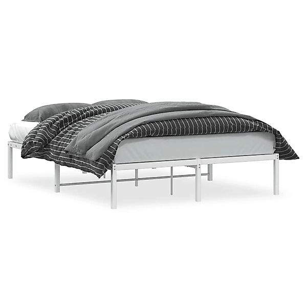 vidaXL Bettgestell Bettgestell Metall Weiß 135x190 cm Bett Bettgestell günstig online kaufen