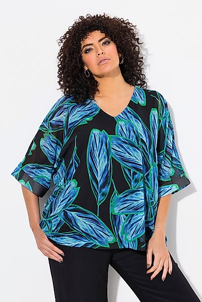 Ulla Popken Tunika Chiffon-Überwurf oversized V-Ausschnitt günstig online kaufen