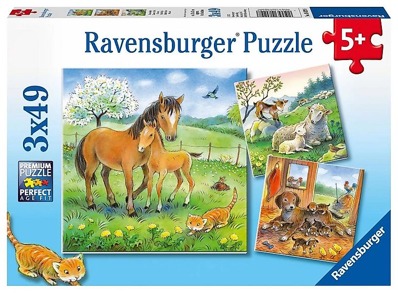 Ravensburger Puzzle Kuschelzeit. Kinderpuzzle 3 x 49 Teile, 49 Puzzleteile günstig online kaufen