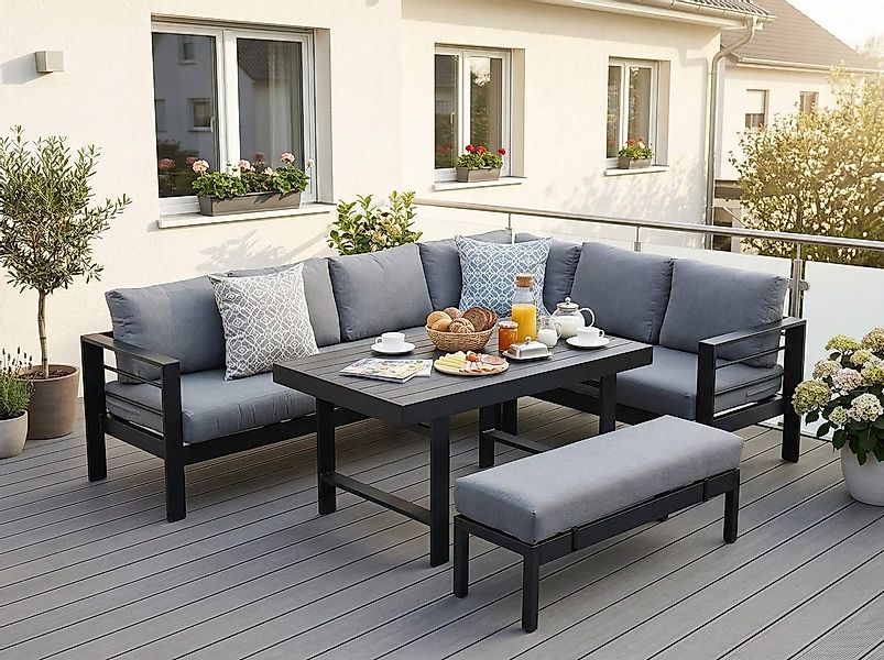 MeXo Gartenlounge-Set XXL Lounge Gartenmöbelset aus Aluminium, wetterfest, günstig online kaufen