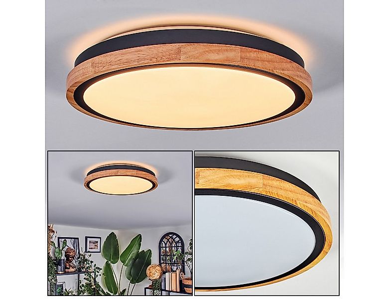 hofstein Deckenleuchte Deckenlampe aus Metall/Holz/Kunststoff in Natur/Schw günstig online kaufen