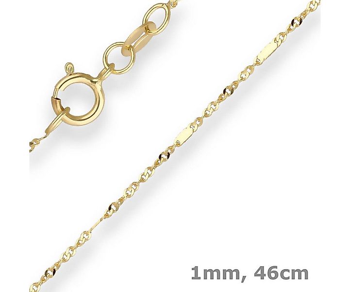 Schmuck Krone Goldkette 1mm Fantasiekette aus 585 Gelbgold 46cm, Gold 585 günstig online kaufen